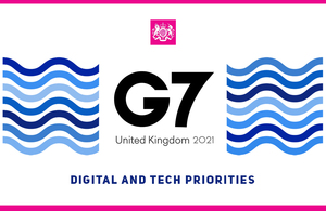 The G7 logo, with text: Digital and Tech Priorities