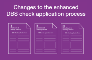 Decorative image that reads 'Changes to the enhanced DBS check application process'