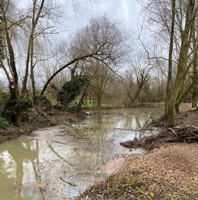 The river once the vegetation was removed.