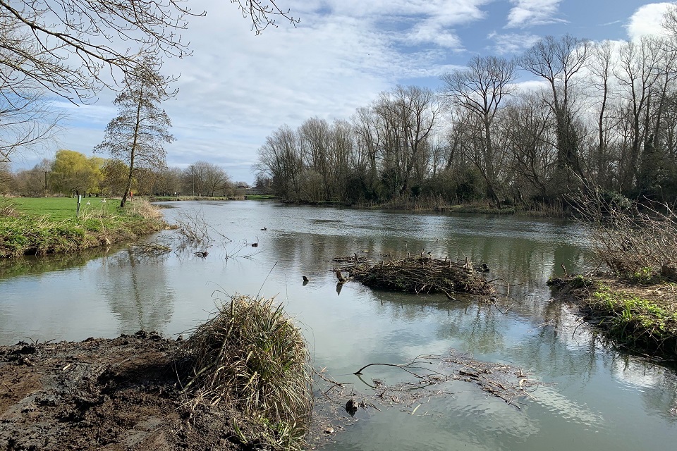 The same section of river as the previous image but after the willow and vegetation had been removed.