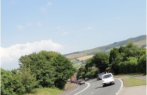 The emissions monitoring vehicle on the A35 at Chideock Hill