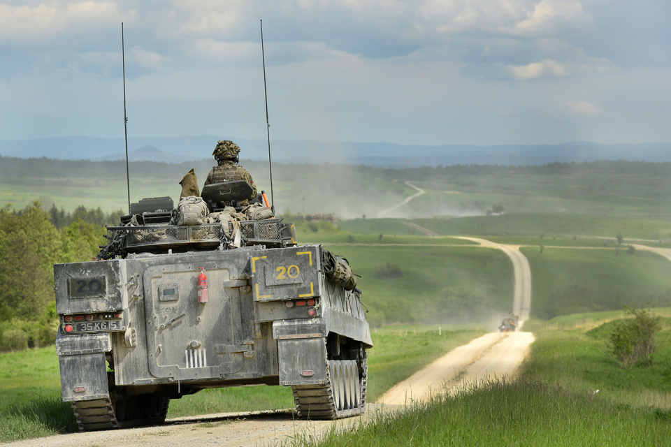 A British Warrior armoured infantry fighting vehicle