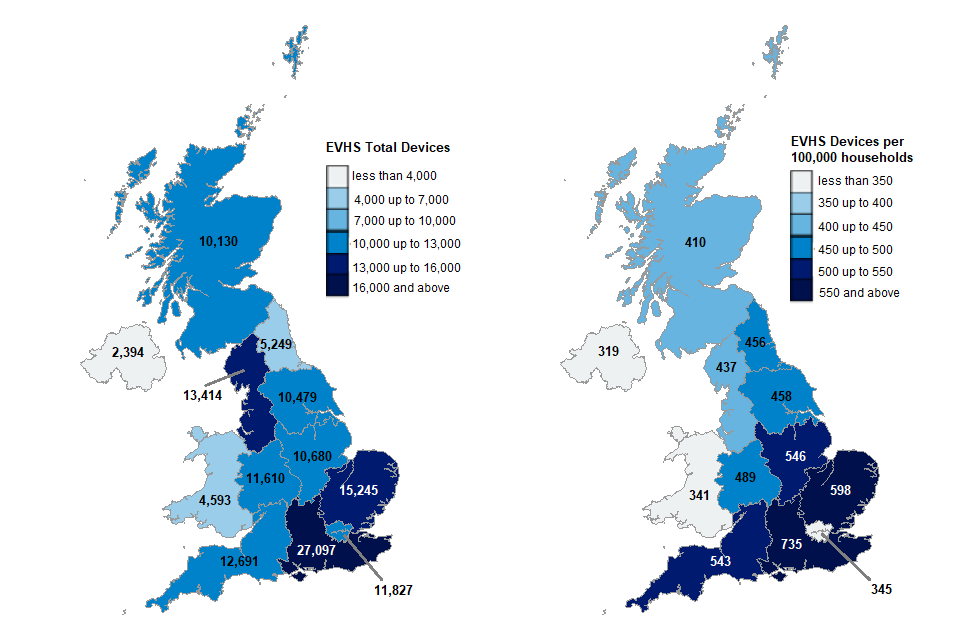 Electric vehicle charging device grant scheme statistics April 2021