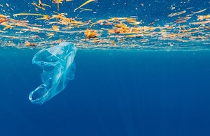 Plastic bag in ocean.