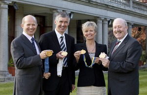 Linda Scully, firefighter with the Dublin Fire Authority and retired Garda officer George Maybury show off medals won in previous World Police and Fire Games