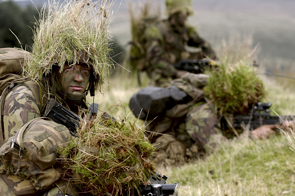 Royal Marines on exercise in the hills of Sennybridge Training Area