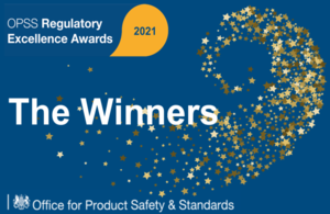 Banner proclaiming 'The Winners' and featuring the OPSS logo, the Regulatory Excellence Awards logo, and stars.