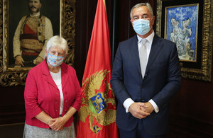 Minister of State for Defence Baroness Annabel Goldie (l) and Montenegrin President Milo Dukanovic (r)