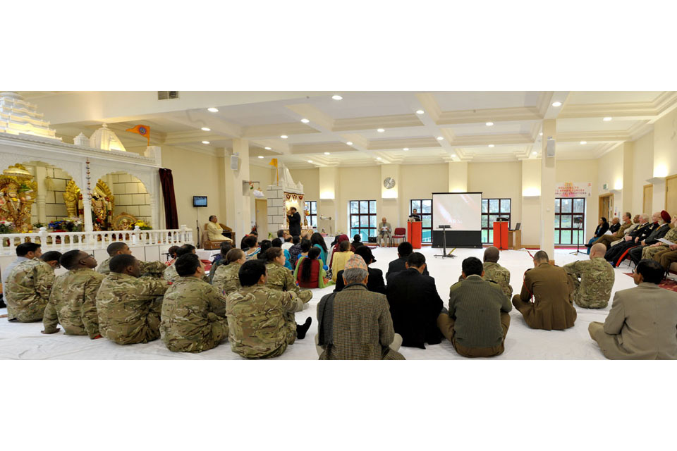 Service personnel attend a Diwali ceremony