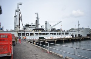 RFA Wave Knight delivers aid to St Vincent