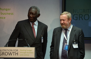 Co-Chairs of the Global Panel, John Kufuor, former President of Ghana and Prof. Sir John Beddington, former UK Chief Scientific Adviser, at the Nutrition For Growth Event on 8 June. Picture: Alina Paul-Bossuet/ ICRISAT