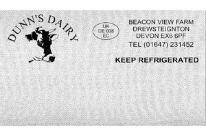 Dunn’s Dairy, Beacon View Farm Black and white image of the label