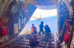View from a Hercules transport aircraft