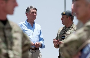 Philip Hammond receives a briefing on the redeployment of equipment [Picture: Corporal Si Longworth, Crown Copyright]