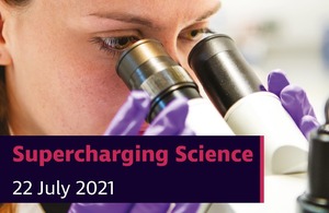 Supercharging Science promotional picture with scientist in a lab
