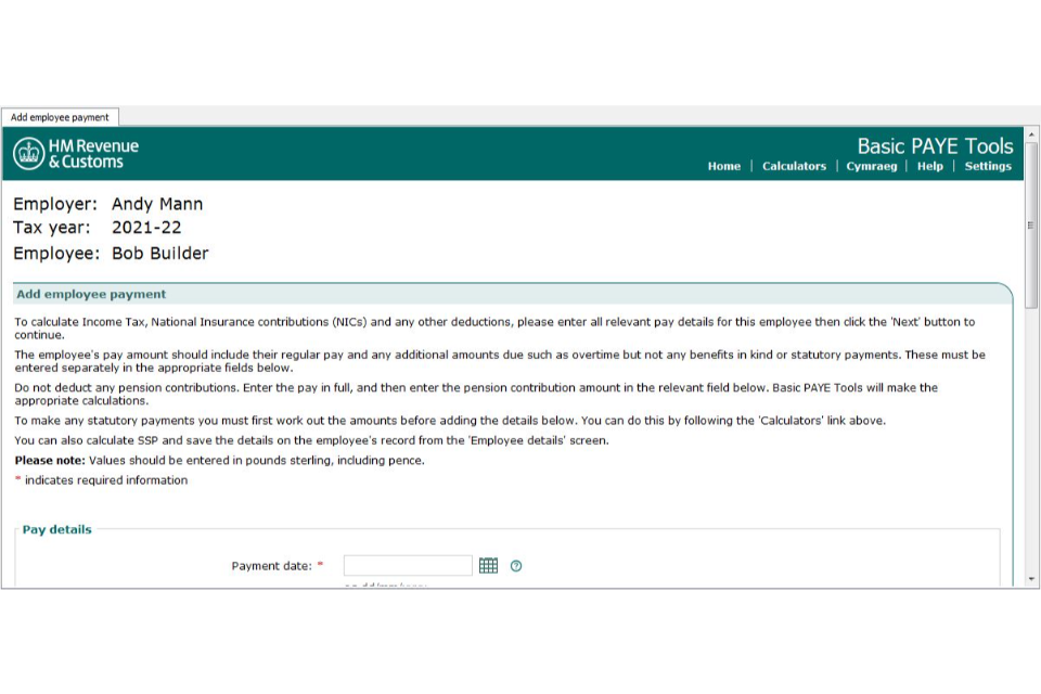 Basic paye tools user guide gov uk