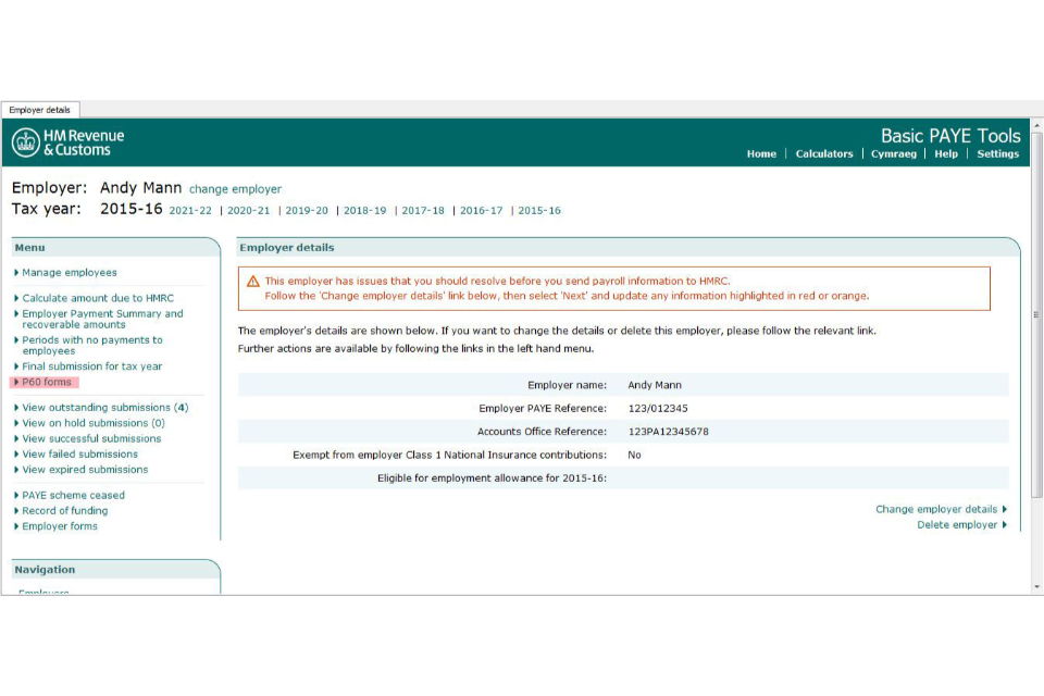 Basic paye tools user guide gov uk
