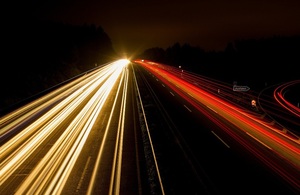 Artistic long exposure shot of light trails from cars travelling at motorway speed