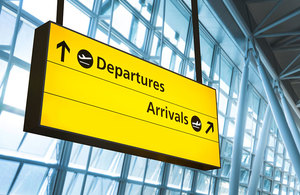 Arrivals and departures sign.