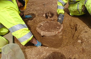A Bronze Age urn found during archaeological survey work as part of the A303 Chiverton to Carland Cross upgrade