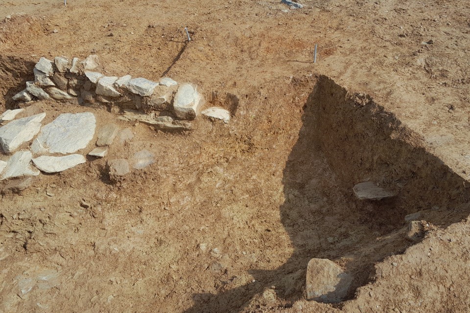 The remains of a Bronze Age roundhouse uncovered during the archaeological survey work