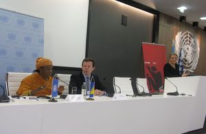 Ambassador Nigel Casey and UN Special Representative Zainab Bangura at the press conference in Sarajevo