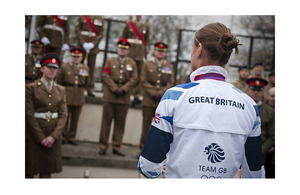 Captain Heather Stanning addresses members of the Corps of Army Music