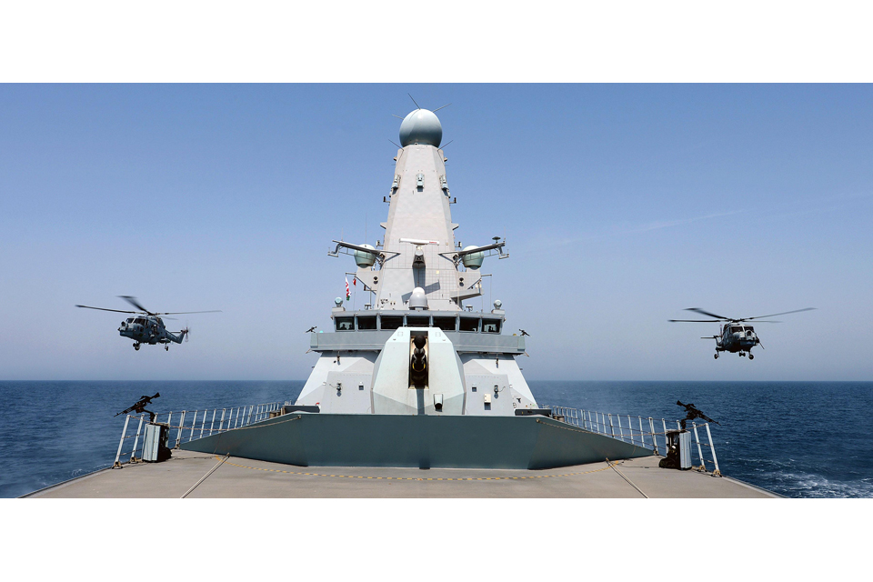 Lynx helicopters are operated from HMS Dragon