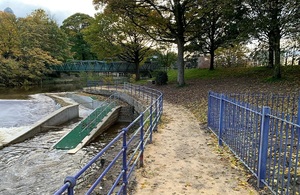 Image shows Saltaire weir fish pass as part of the DNAire project.
