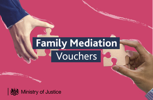 Image depicting hands holding jigsaw puzzle pieces with overlaid text that reads: "Family mediation vouchers""