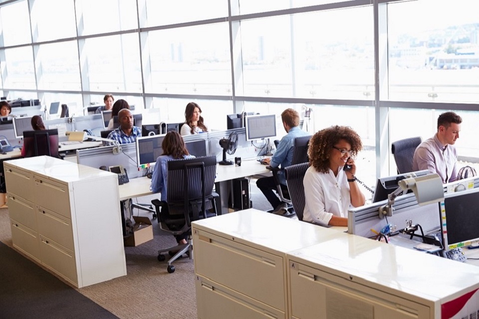 Staff working at desks