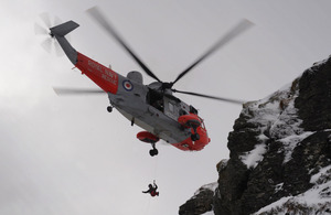 A Royal Navy Sea King Search and Rescue helicopter