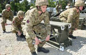 Soldiers from 75 Engineer Regiment building a 12-bay, double-storey, medium girder bridge [Picture: Corporal Wes Calder RLC, Crown copyright]