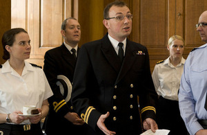 Civil Service reservists wearing their military uniforms at Sir Bob Kerslake's reception [Picture: Crown copyright]