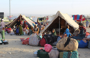 Afghan refugees in Pakistan in a camp near the border.