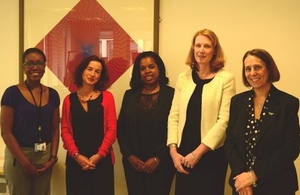 Right to left: President of the Law Society, Lucy Scott-Moncrieff; Andrea Als, PricewaterhouseCooper; Justine Delroy, Partner for Addleshaw Goddard LLP; Erica Handling, Managing Director and General Counsel for EMEA for Corporate and Investment Banking at