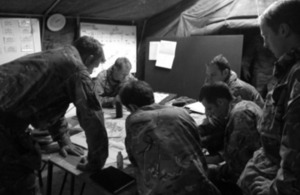 Troops being briefed on Salisbury Plain Training Area before taking part in Exercise Wessex Thunder [Picture: Crown copyright]