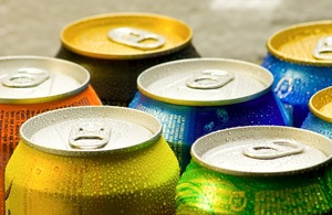 Cans of fizzy drinks