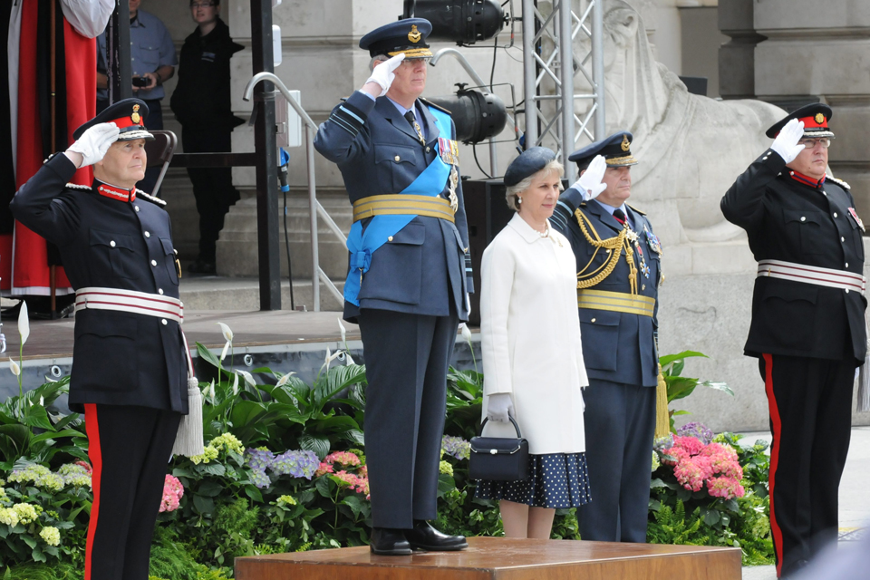 His Royal Highness The Duke of Gloucester takes the salute