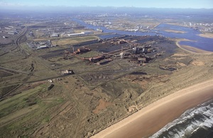 Image is a drone image overview of the Teesport site
