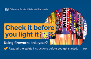 Image of fireworks and message to read all safety instructions beforehand.