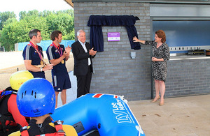 Maria Miller opening the Lee Valley White Water Centre’s new pavilion