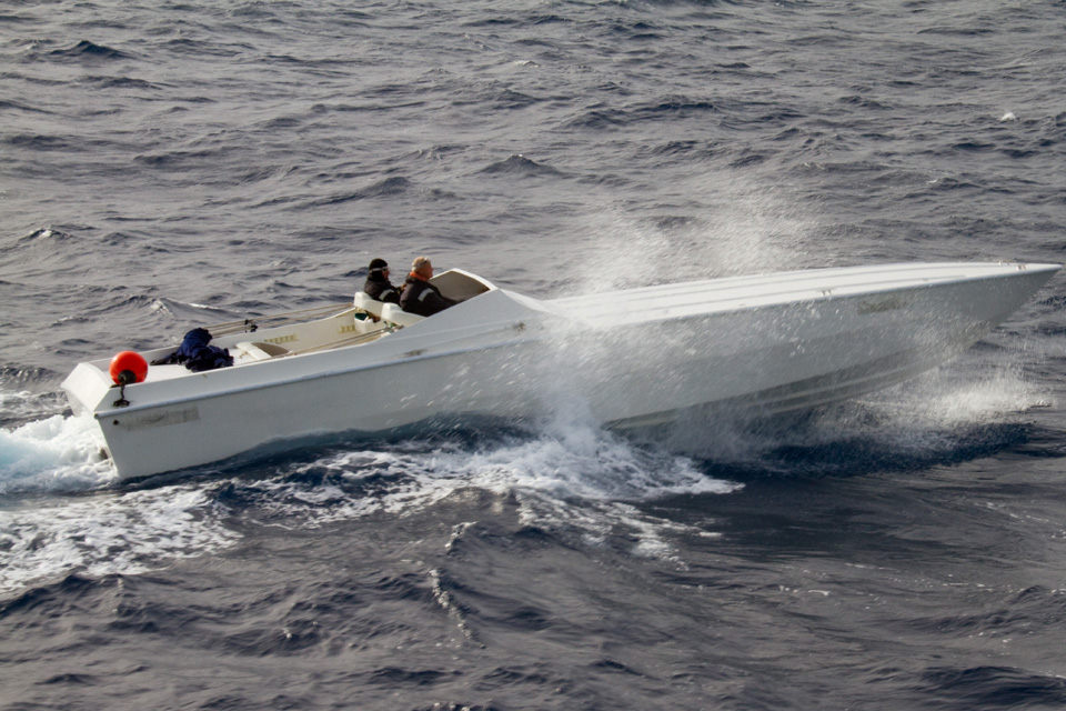 The suspected smugglers' go-fast boat