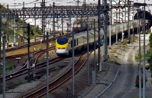 Eurostar train emerging from Channel tunnel