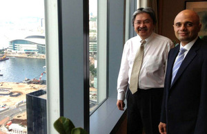 Economic Secretary to the Treasury Sajid Javid with Financial Secretary John Tsang