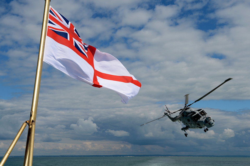 A Lynx helicopter gives a flying demonstration