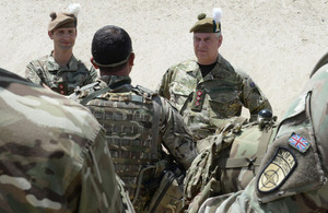 His Royal Highness The Duke of York meeting members of 2nd Battalion The Royal Regiment of Scotland in Afghanistan [Picture: Sergeant Barry Pope RLC, Crown copyright]