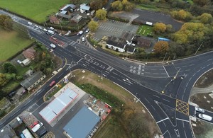Aerial view of A556 south of the M6 Junction 19 roundabout