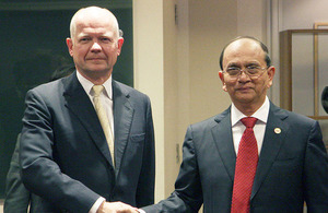 Foreign Secretary William Hague with President U Thein Sein of Burma in London.