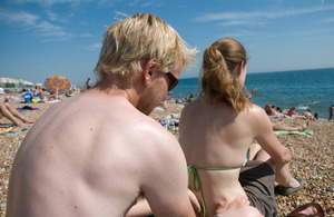 Sunscreen on a beach in Brighton
